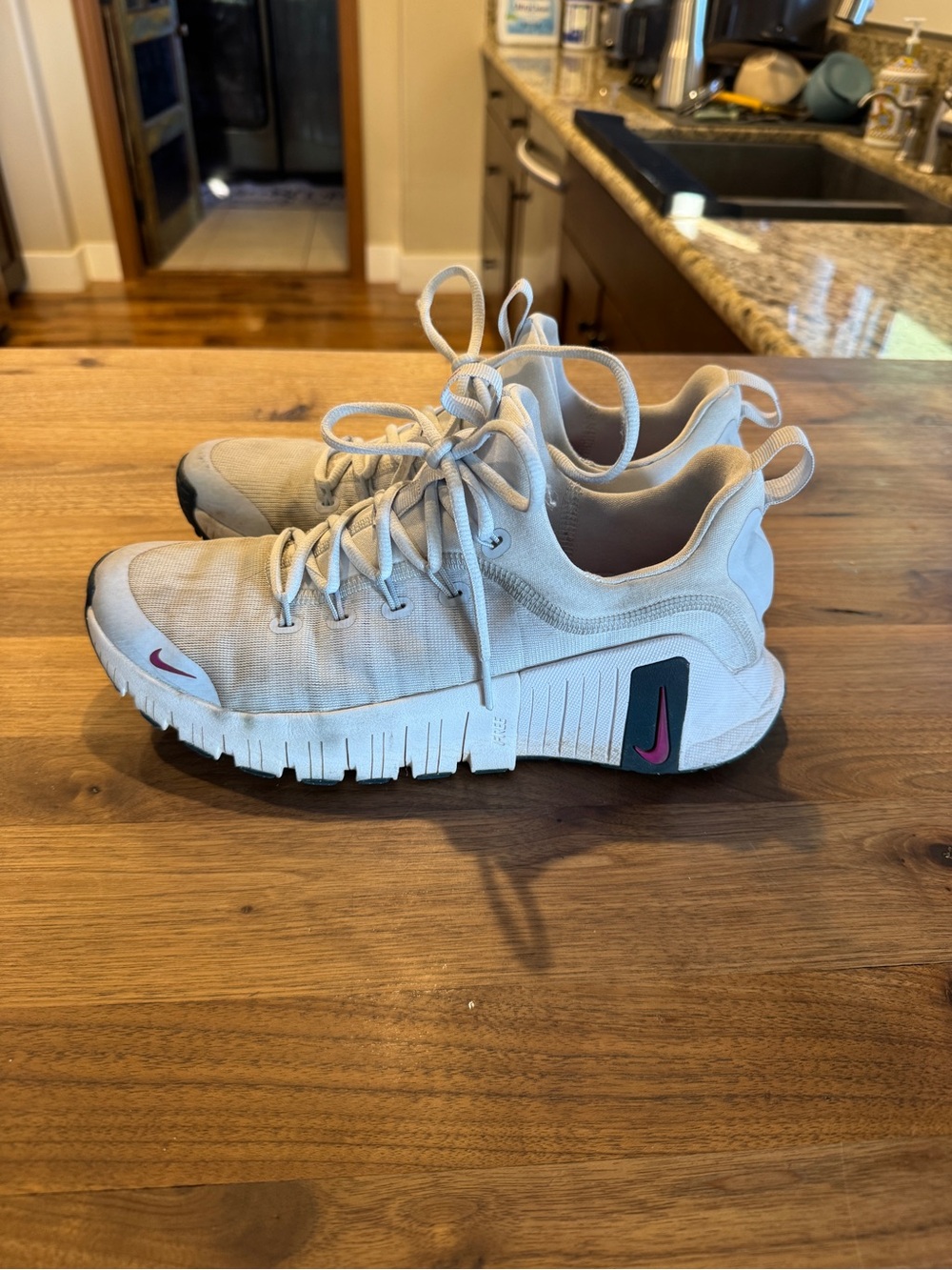 Nike Beige and Pink Low-Top Training Sneakers
